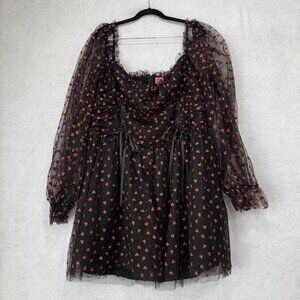Sugar Thrillz Dress Plus Size Womens 3X Black Heart Babydoll Corset AST23003P
